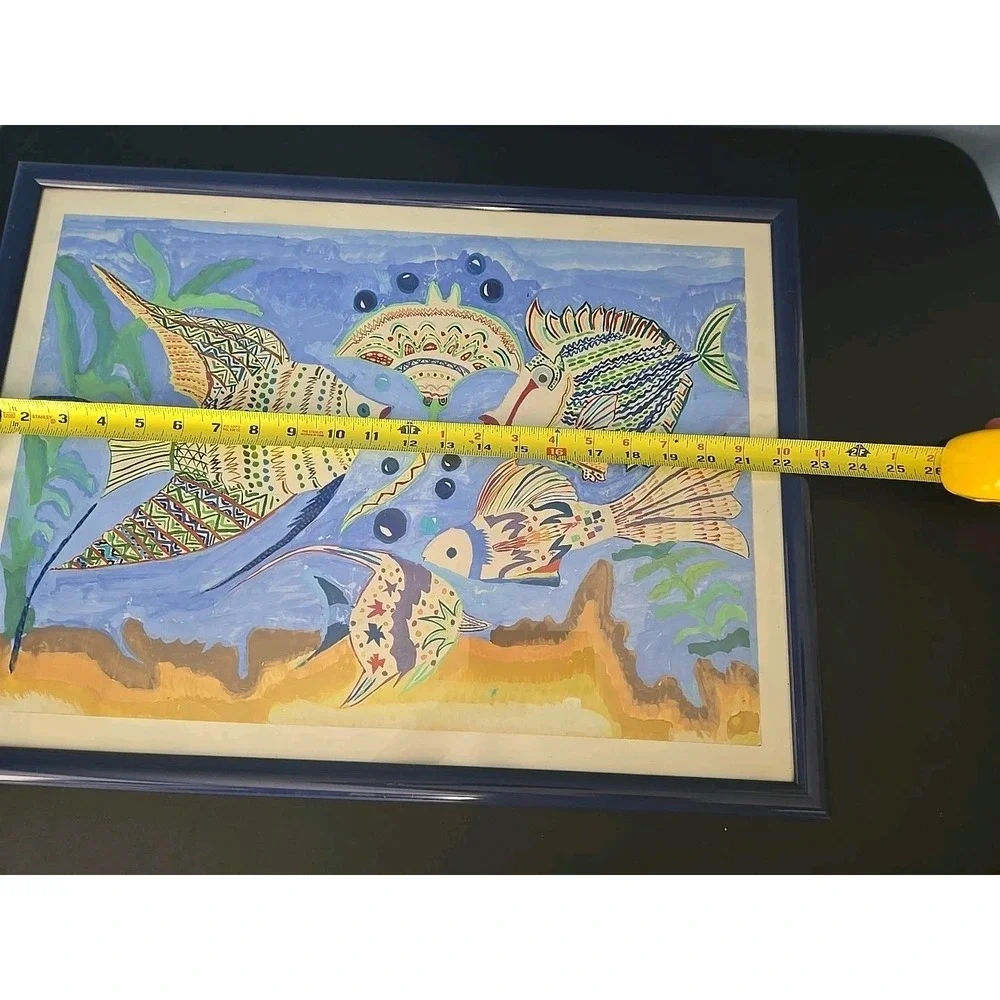Original watercolor painting Underwater scene undersea marine life fish artwork